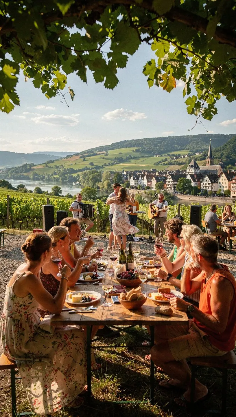 Eine mobile App zeigt gebündelte Festivaltickets, Hotelbuchungen und Transportoptionen für Deutschlandreisen.