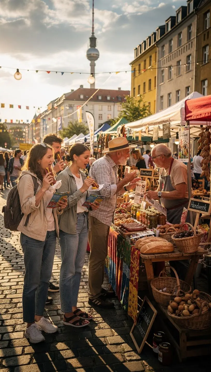 Ein interaktiver Kalender mit Festivaldaten und Logistikoptionen für eine organisierte Deutschlandreise.